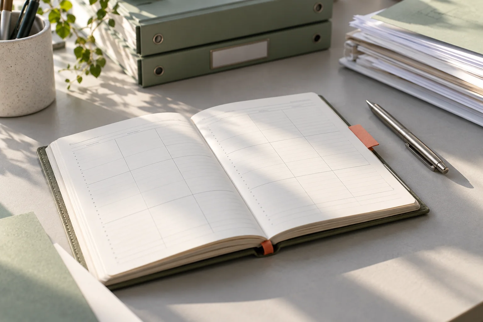 Documents et papeterie soigneusement organisés